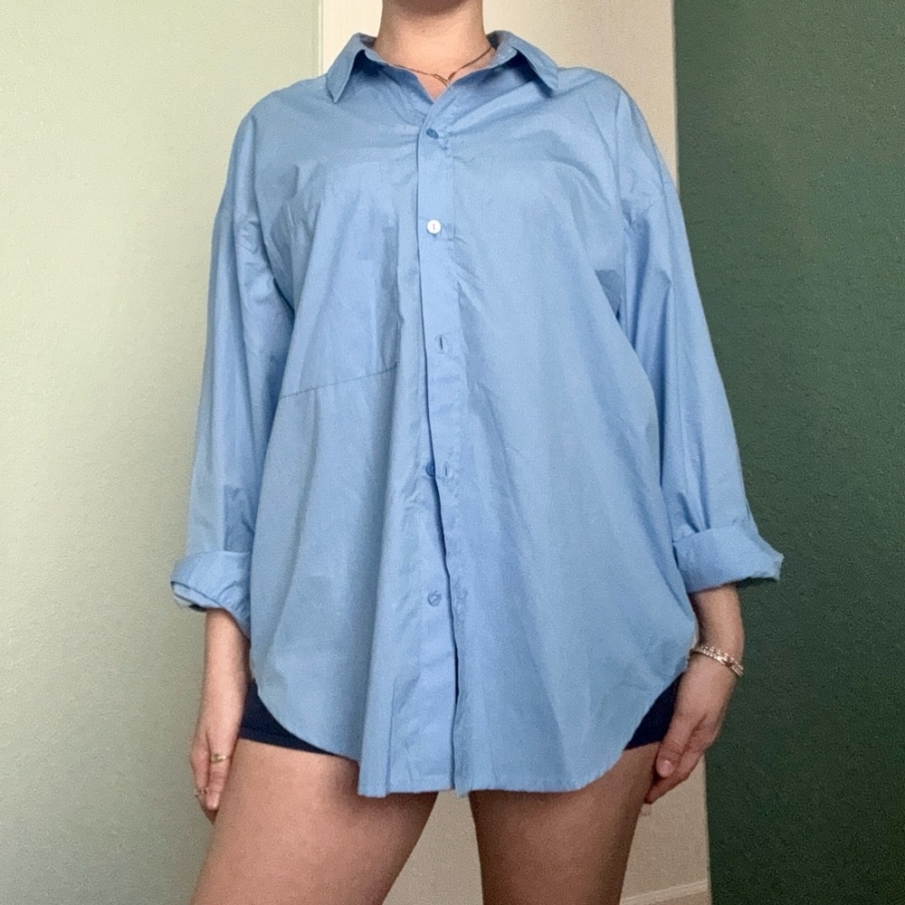 Abercrombie Light Blue Oversized Button Down- size Medium